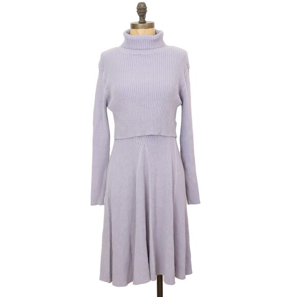 STITCHDROP 2-Fer Mock Neck Sweater Dress XS Alpine Frost Tank + Top Ribbed B41 - Picture 2 of 7